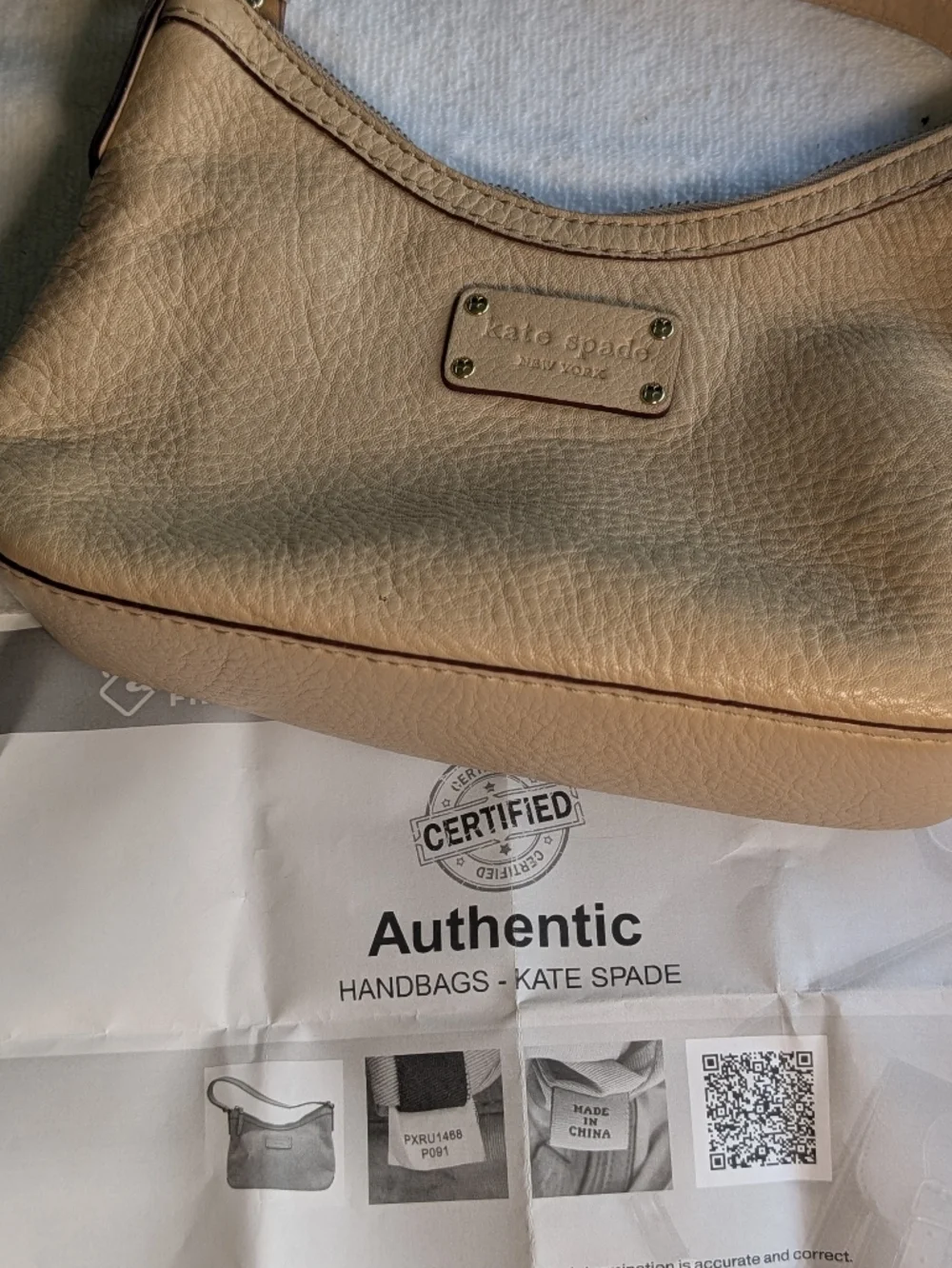 Kate Spade New York Pebbled Leather Hobo Bag Tan